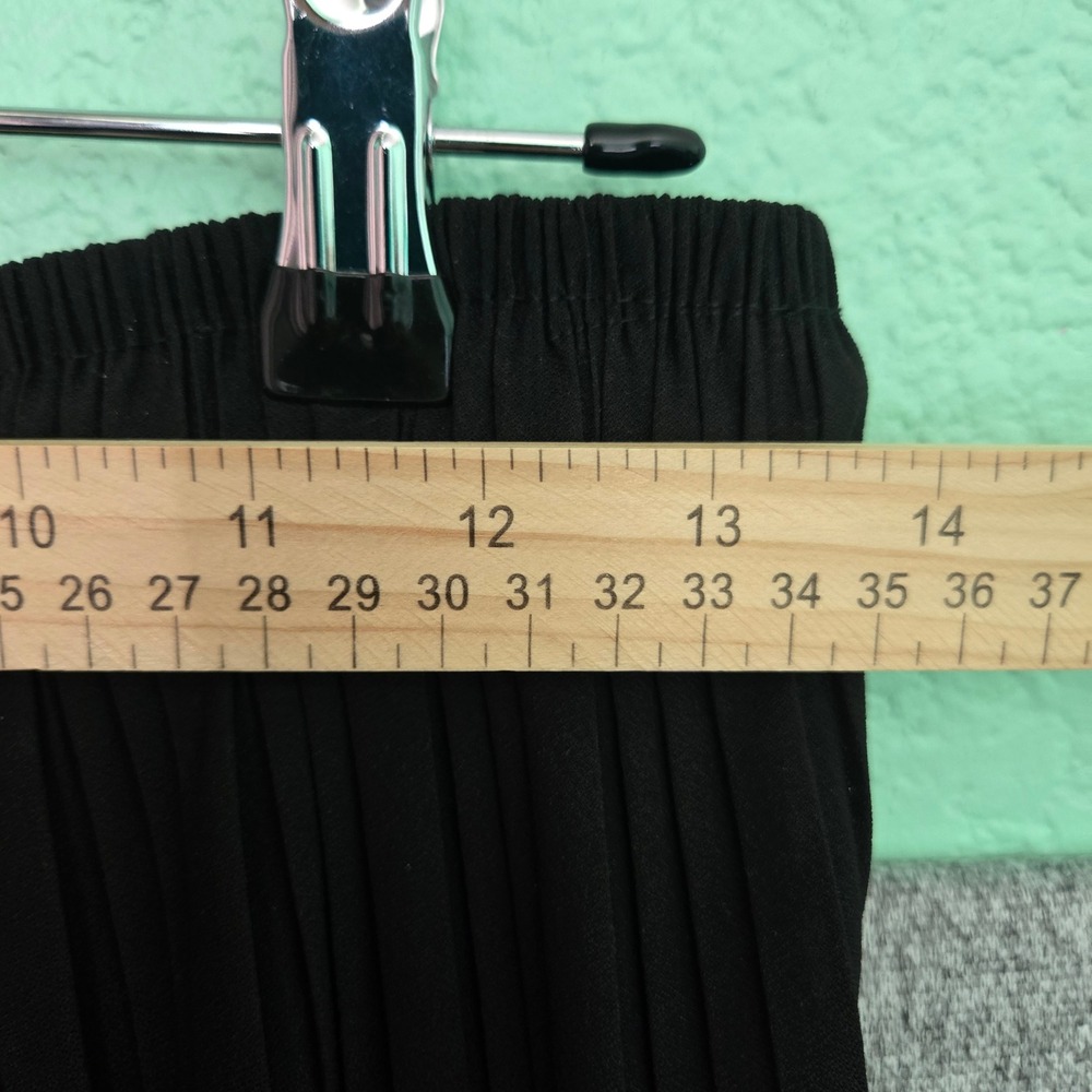 Goth Black Pleated Maxi Skirt Small Accordion Pleat Long Skirt Dressy Minimal - Picture 7 of 8